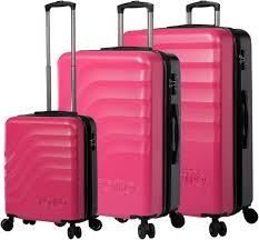 Totto - Juego de Maletas Rígidas Bazy Deco Rose - Rosa - 3 Tamaños con Ruedas 360 y Sistema TSA