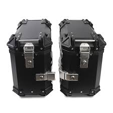 Baúl Lateral de Aluminio 38L para Motocicleta - Plata/Negro