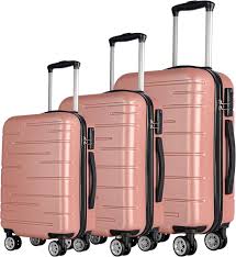 Juego de 3 Maletas Trolley Semirigidas con Cerradura y Ruedas Dobles
