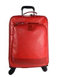 Maleta Trolley Rígida de Piel Roja