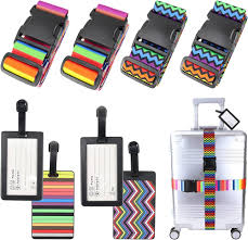 Conjunto de 4 Correas y Etiquetas para Equipaje Colorido